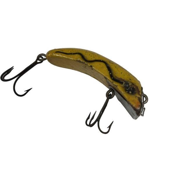 South Bend Teas Oreno Wood Tack Eye Vintage Crankbait Fishing Lure Yellow - Picture 3 of 9